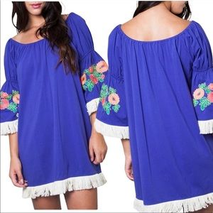 Umgee Purple Floral Embroidered Dress Size L Style #C7266